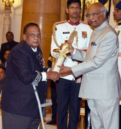 Receiving Padmashree by Former President Ram Nath Kovindji